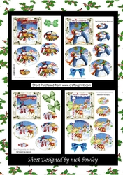 4 Whimsical christmas designs in holly/berry oval pyramids mini kit (2)