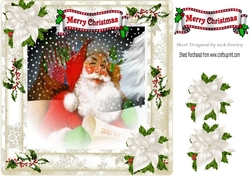 Faded santa with his list in festive frame 8x8