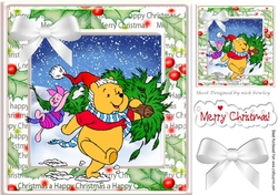 Pooh bear and piglet carrying a christmas tree 8x8