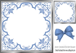 Pretty ornate blue scroll 8x8 card front/insert frame