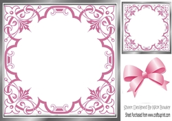 Pretty pink ornate scroll 8x8 card front/insert frame