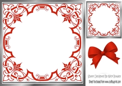 Pretty ornate red scroll 8x8 card front/insert frame