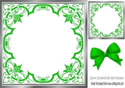 Pretty ornate green scroll 8x8 card front/insert frame