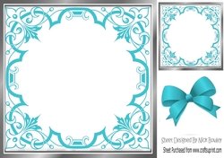 Pretty ornate turq scroll 8x8 card front/insert frame