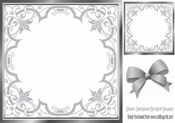 Pretty ornate silver scroll 8x8 card front/insert frame