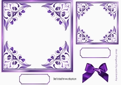 pretty ornate card front/insert with leaves in purple 7x7