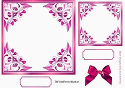 pretty ornate card front/insert with leaves in cerise 7x7