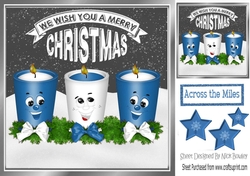 Funny face candles with bows and blue stars 8x8