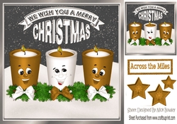 Funny face candles with bows and gold stars 8x8