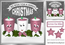 Funny face candles with bows and pink stars 8x8