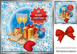A lovely festive christmas with goodies in blue snowflake 8x8 frame