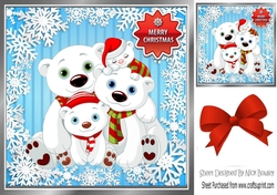 lovely family of polar bears in snowflake 8x8 frame