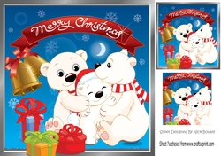lovely family of polar bears cuddling 8x8