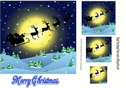 silhouette of santa and his sleigh flying 7x7 with pyramids
