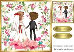Lovely wedding couple in rose frame 8x8