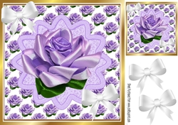 Pretty purple rose topper with white bows 8x8