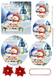 Cuddle up in the snow white bears with lantern circle pyramids