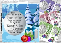 4 christmas scene with verse, presents & trees, card front 7x7 mini kit