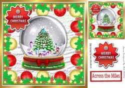 Christmas tree snow globe in bauble frame 8x8
