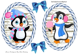 Two lovely striped blue toppers with cute penguins