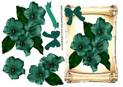 Jade Green Flowers on Scroll