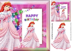 pretty princess in Rainbow frame with balloons 8x8