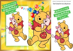 Cute pooh bear with piglet with balloons 8x8