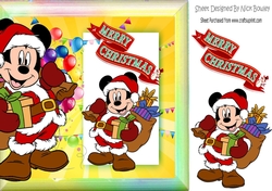 Mickey mouse celebrating christmas with balloons 8x8