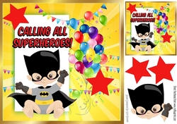 Cute batman baby and balloons 8x8