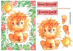 cute little water colour lion in flower jungle A5 Frame