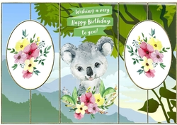 Cute watercolour Koala with flowers cut n fold back card