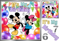 ITS MY BIRTHDAY dancing mickey and minnie mouse  8x8
