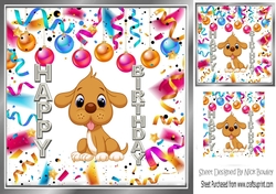 Cute puppy in balloon frame 8x8