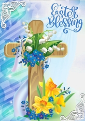Lovely easter blessings cross with daffodils A4