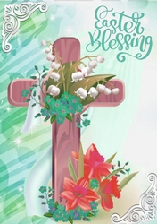 Lovely easter blessings cross with daffodils A4 (pink)