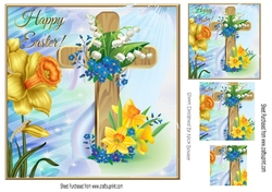 Lovely easter cross with daffodils with pyramids  8x8