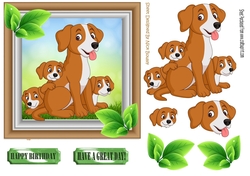 Puppy love with leaves 7x7