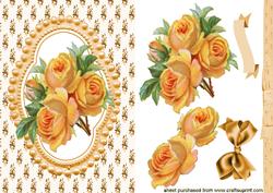 Peach Roses in Bead Frame