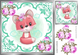 Cute little foxy girl with lilac  roses 8x8