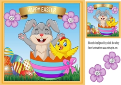 Bunny with easter eggs and chick 8x8