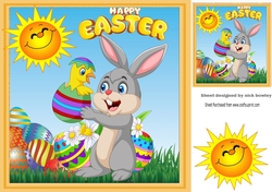 Bunny with easter eggs and toony sun 8x8