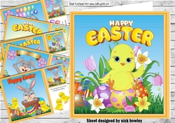 6, Easter Designs of Bunnies chicks & easter eggs card fronts 8x8 bumper kit