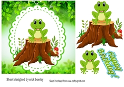 Cute frog sitting on a log 7x7