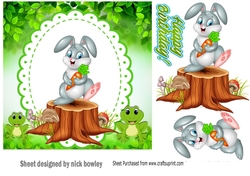 Cute bunny sitting on a log 7x7