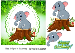 Cute elephant sitting on a log 7x7