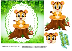 Cute tiger sitting on a log 7x7