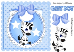 Baby Boys Blue Bib with cute zebra and bow with stars