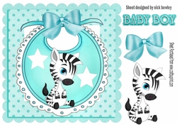 Baby Boys Turq Bib with cute zebra and bow with stars