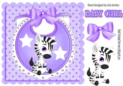 Baby Girls Purple Bib with cute zebra and bow with stars