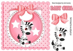 Baby Girls Bib with cute zebra and bow with white stars